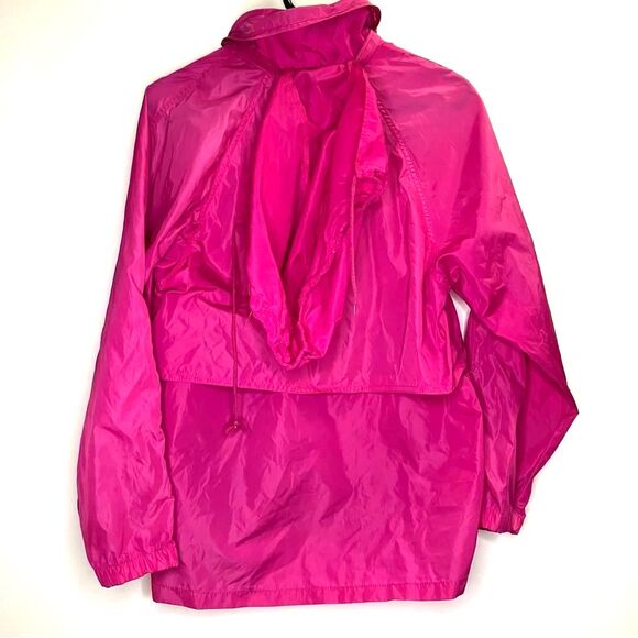 Vintage Eddie Bauer Fuchsia Magenta Hooded Windbreaker Zip Up Size Medium Y2K - Picture 2 of 12